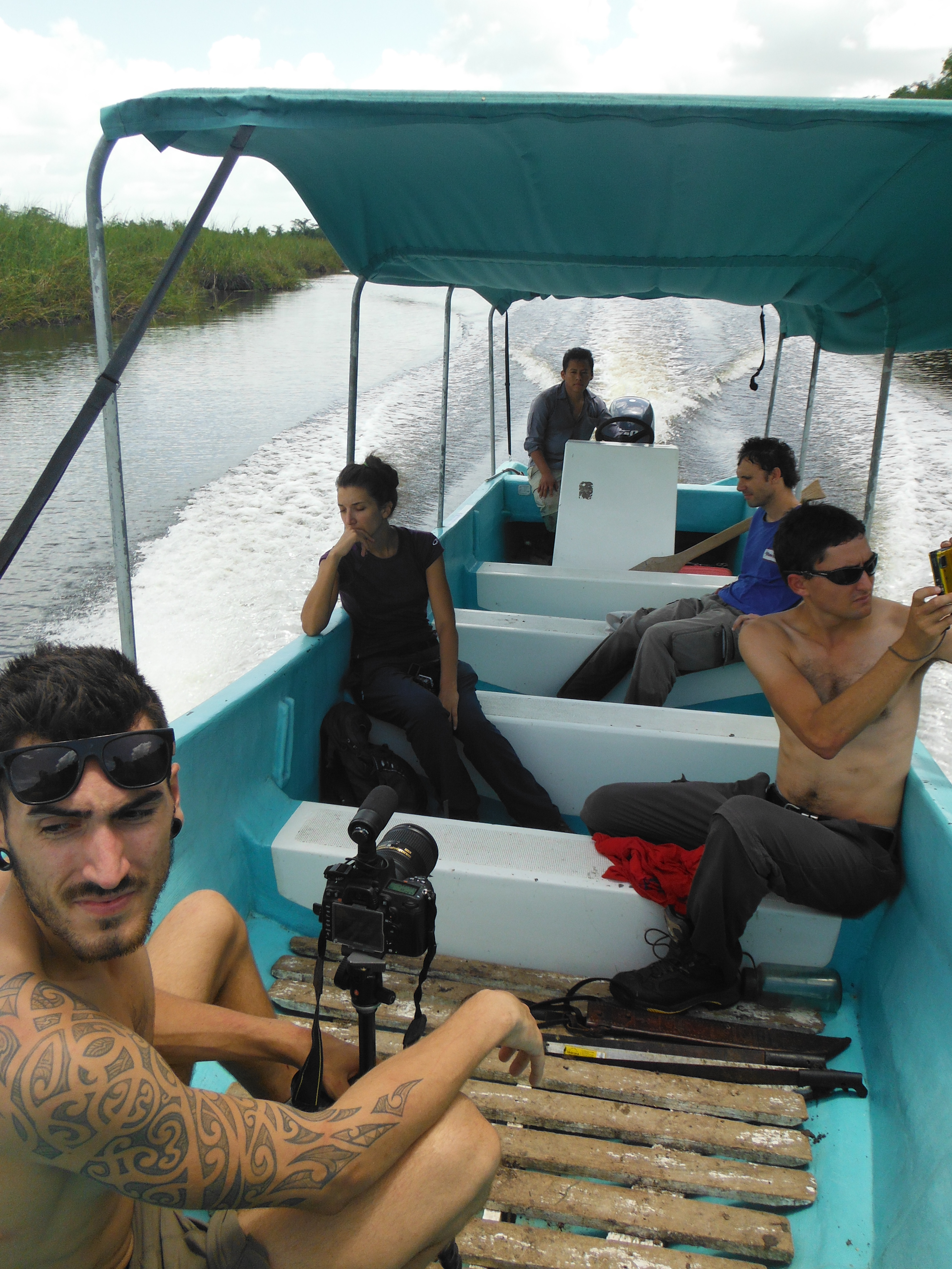 film crew on boat